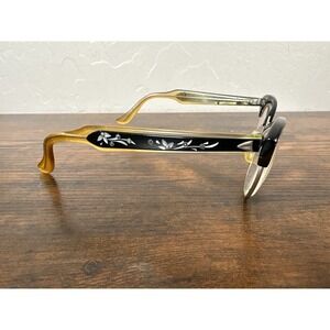 Vintage American Optical Cat Eye Glasses Black Gold Rhinestone 1/10 12KGF 5 1/2